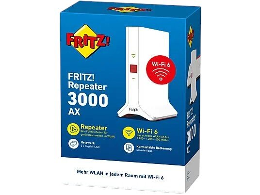 AVM FRITZ!Repeater 3000 AX WLAN Repeater Wi-Fi 6 Repeater mit drei Funkeinheiten