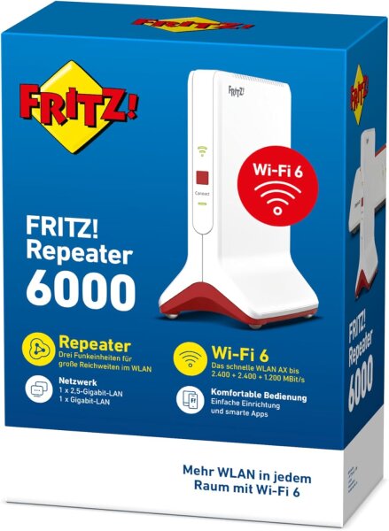 FRITZ!Repeater 6000 (WiFi 6 Repeater mit drei Funkeinheiten